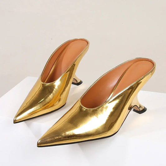 "Rocket" Mule Kitten Heel Mule  Pumps Inspired By Bottega Veneta