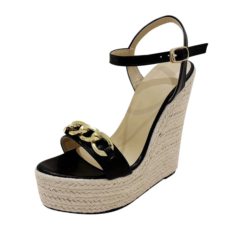 Woven Chain Wedge Heels