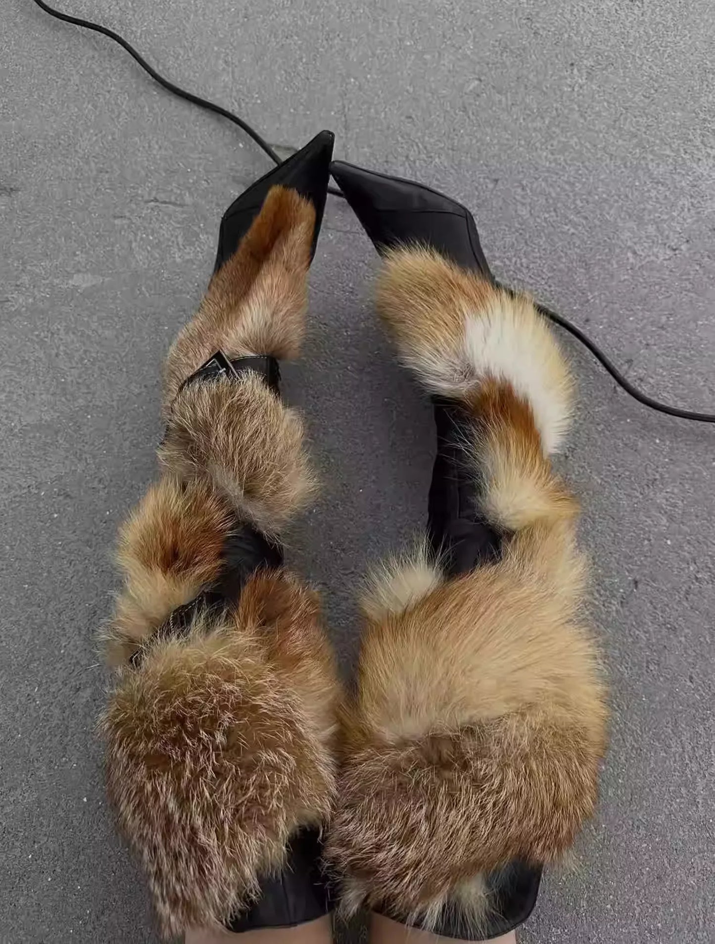 Y2K Fur High Heel Stiletto Boots Inspired By Guess