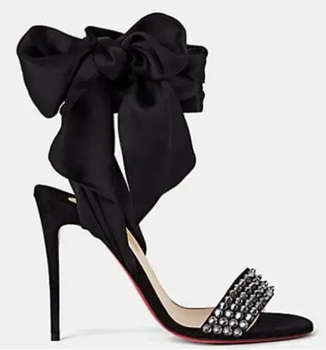 "Krystal Du Desert" Bow Ankle Wrap High Heel Sandals Inspired By Christian Louboutin