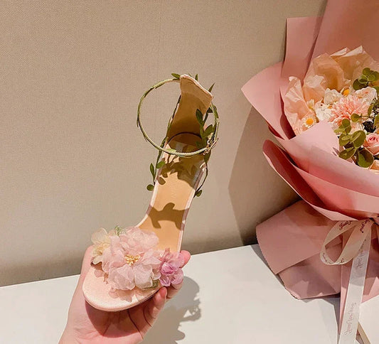 Flower Vine Strap Stiletto High Heel Sandals