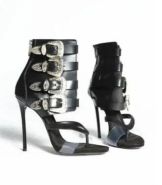 Quadruple Buckle Cuff High Heel Sandals