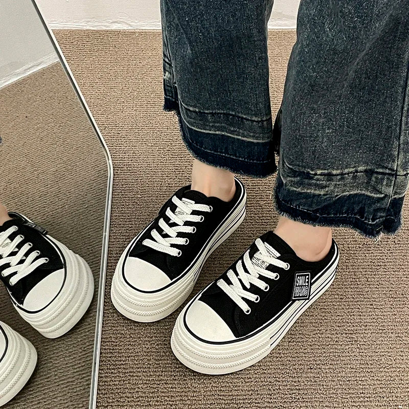 Classic Lace Up Platform Slip On Sneakers