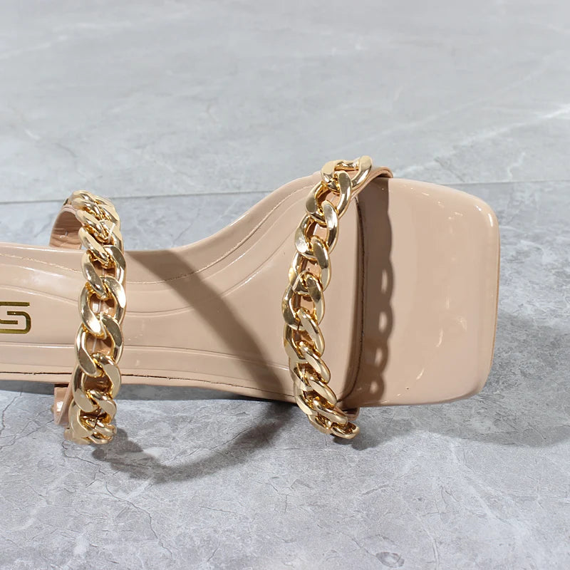 Double Chain Strap High Heel Sandals