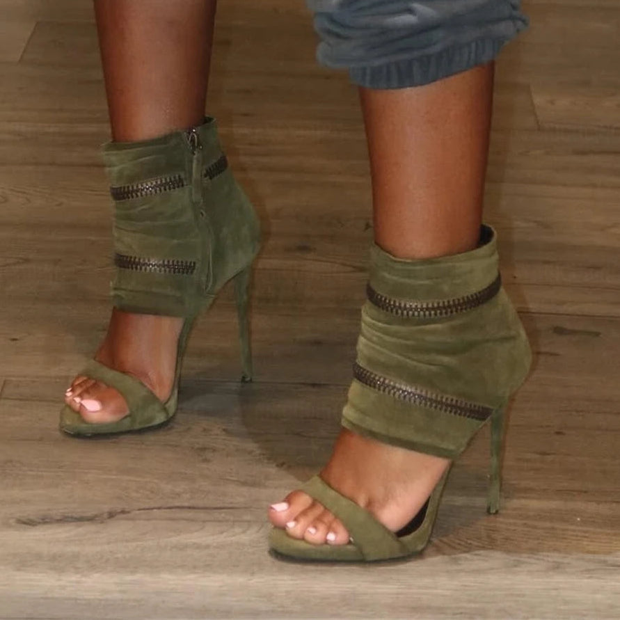 Double Zip Ankle Cuff High Heel Sandals Inspired By Giuseppe Zanotti
