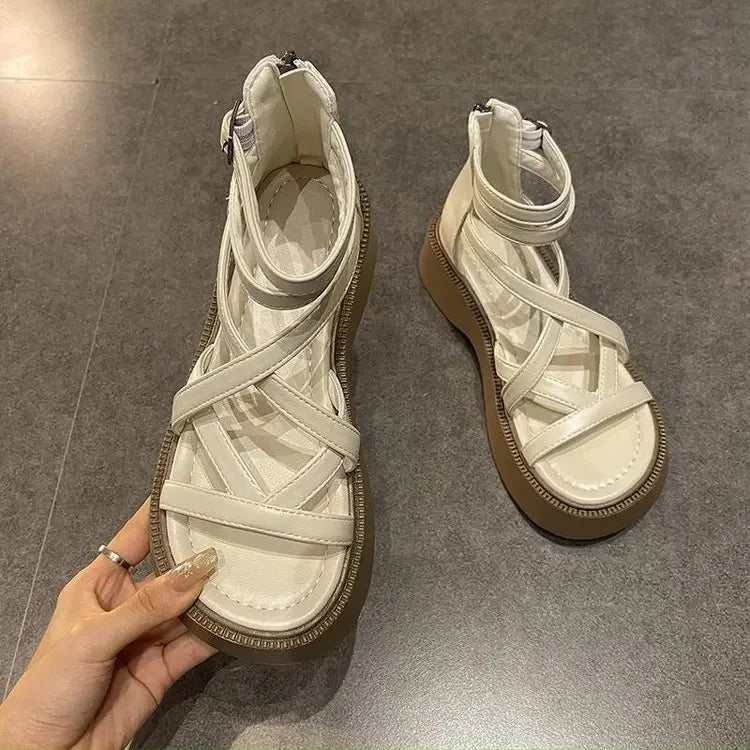 Cross Strap Platform Sandals