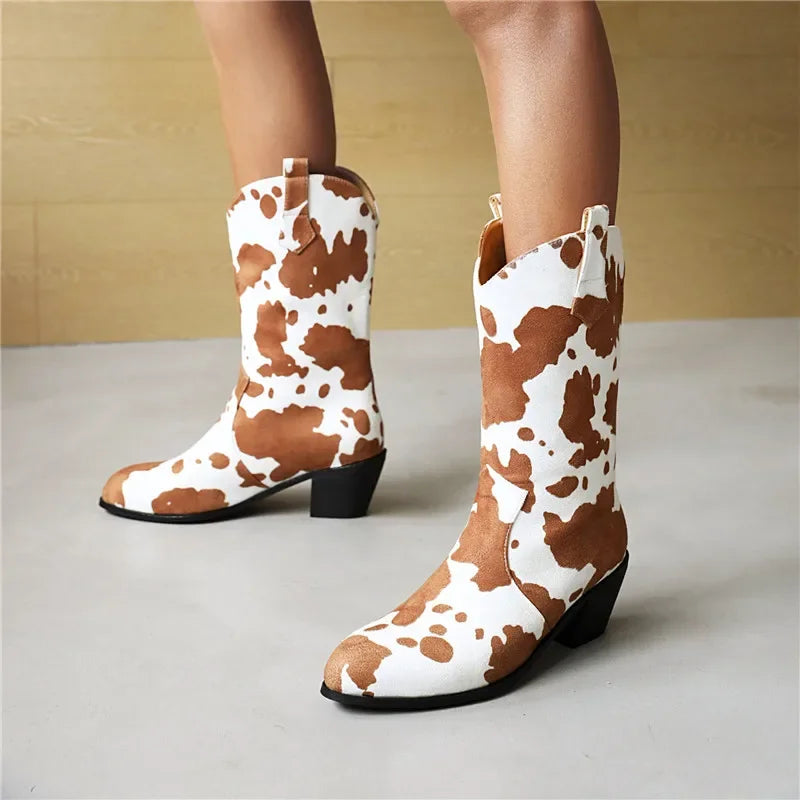 Cow Print Cowboy Boots