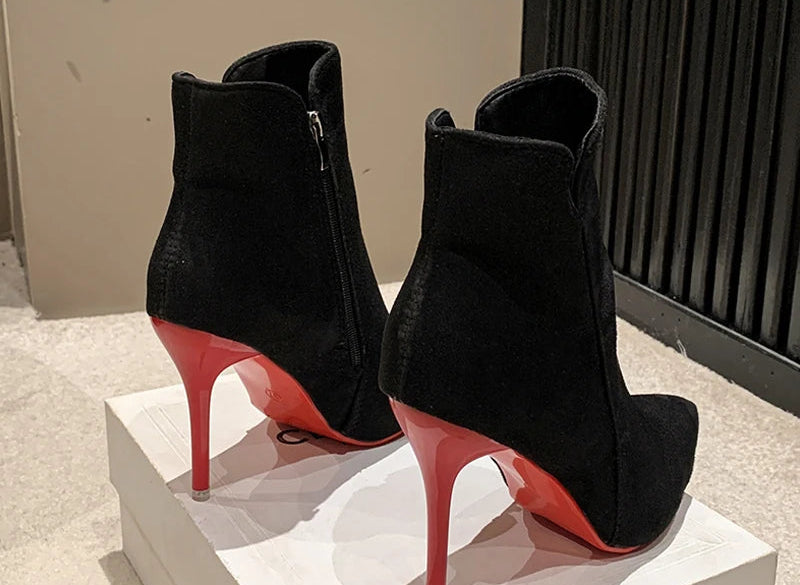 "So Kate" Red Sole Stiletto Ankle Boots Inspired By Christian Louboutin