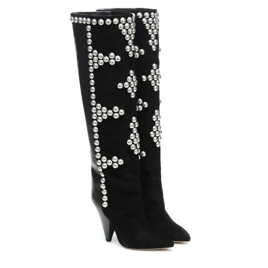 "Layo" Stud Triangular Heel Boots Inspired By Isabel Marant