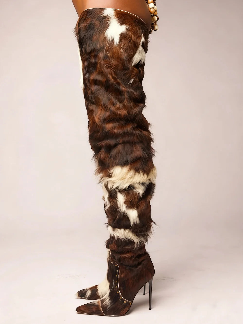 Cow Print Thigh High Boot