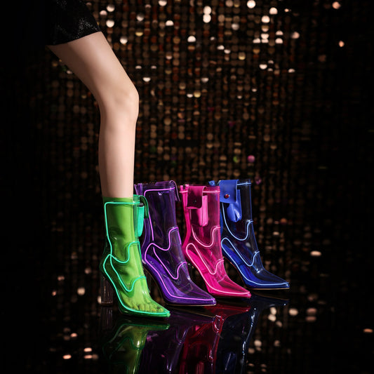Neon High Heel Ankle Boots