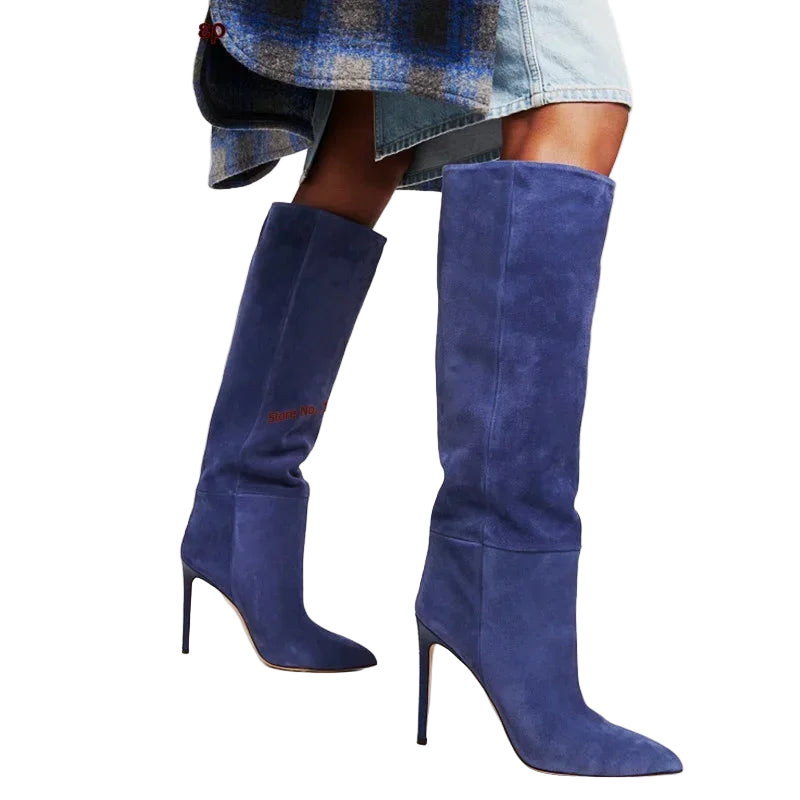 Suede Knee High Stiletto Boots