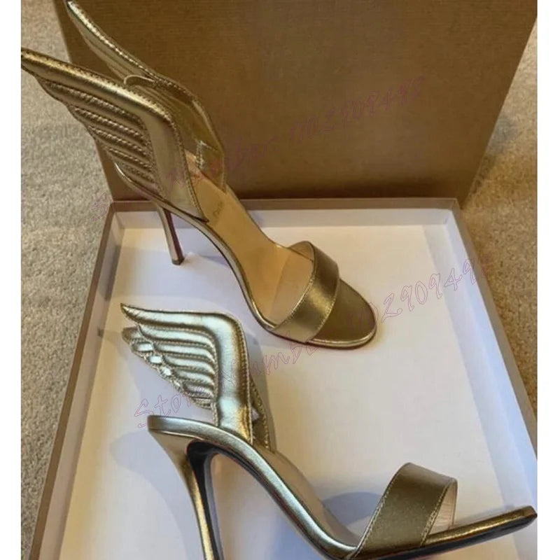 Golden Wing High Heel Stiletto Sandals Inspired By Christian Louboutin