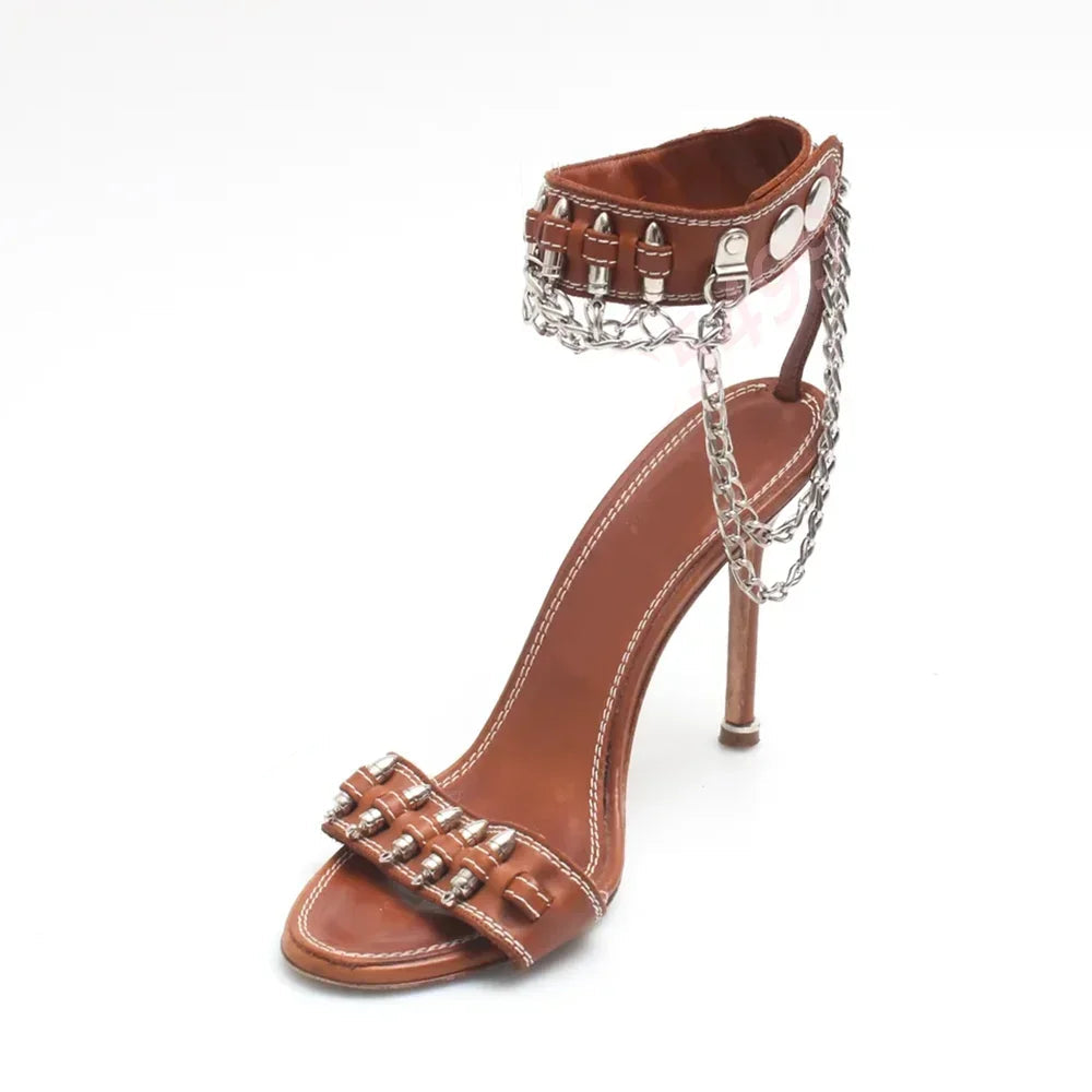 Bullet Chain Stiletto Sandals