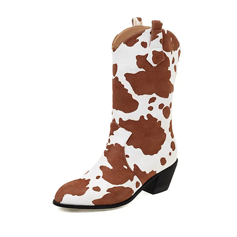 Cow Print Cowboy Boots