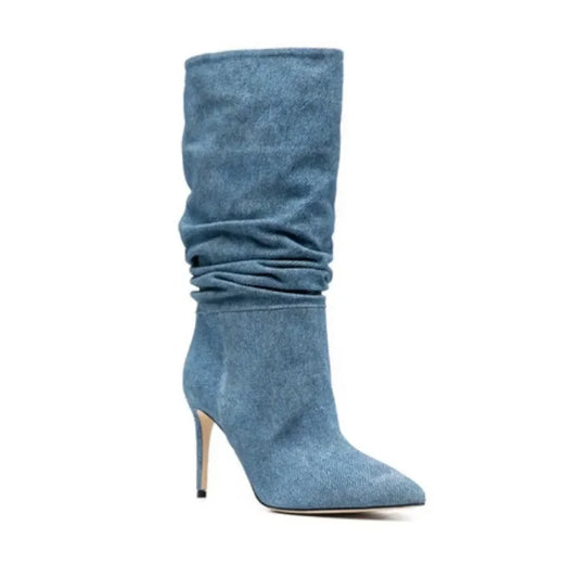 Draped High Heel Boots Inspired by Paris Texas