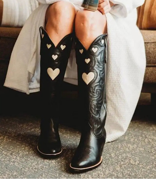 Cowboy Embroidered Heart Boots