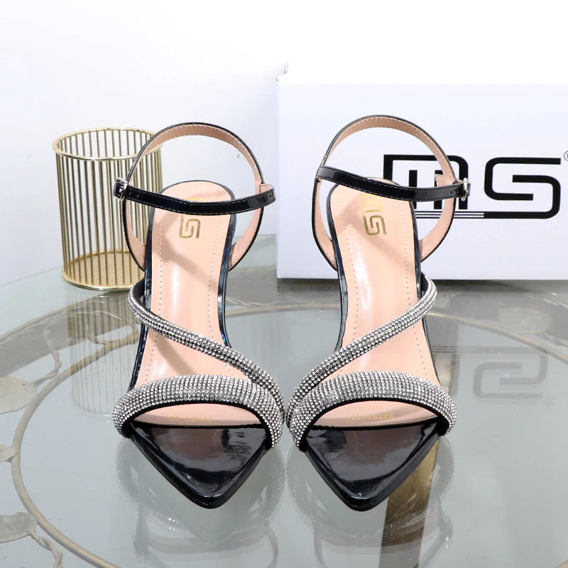 Rhinestone Wrap High Heel Sandals