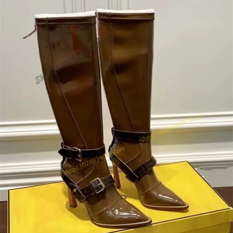 Brown Buckle Boots Inspired By Fendi