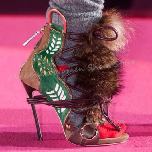 Dsquared  Furry Lace-Up Heels