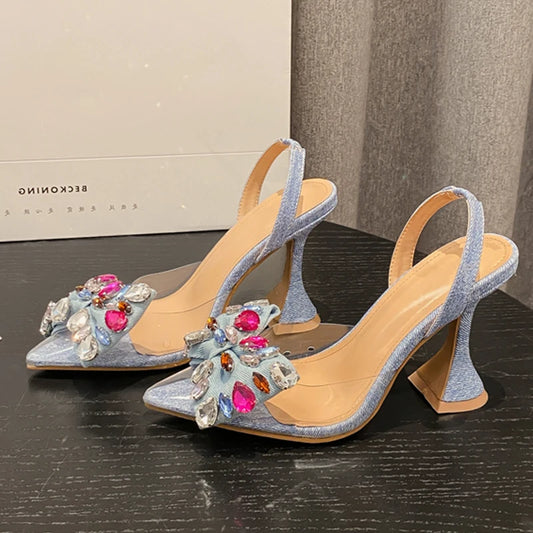 Rhinestone Covered Crystal Bowknot Kitten Heel Pumps