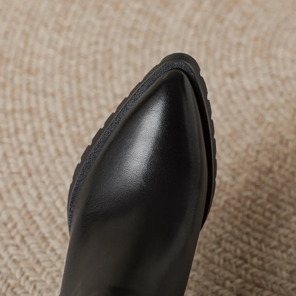 Black Block Heel Lug Boots