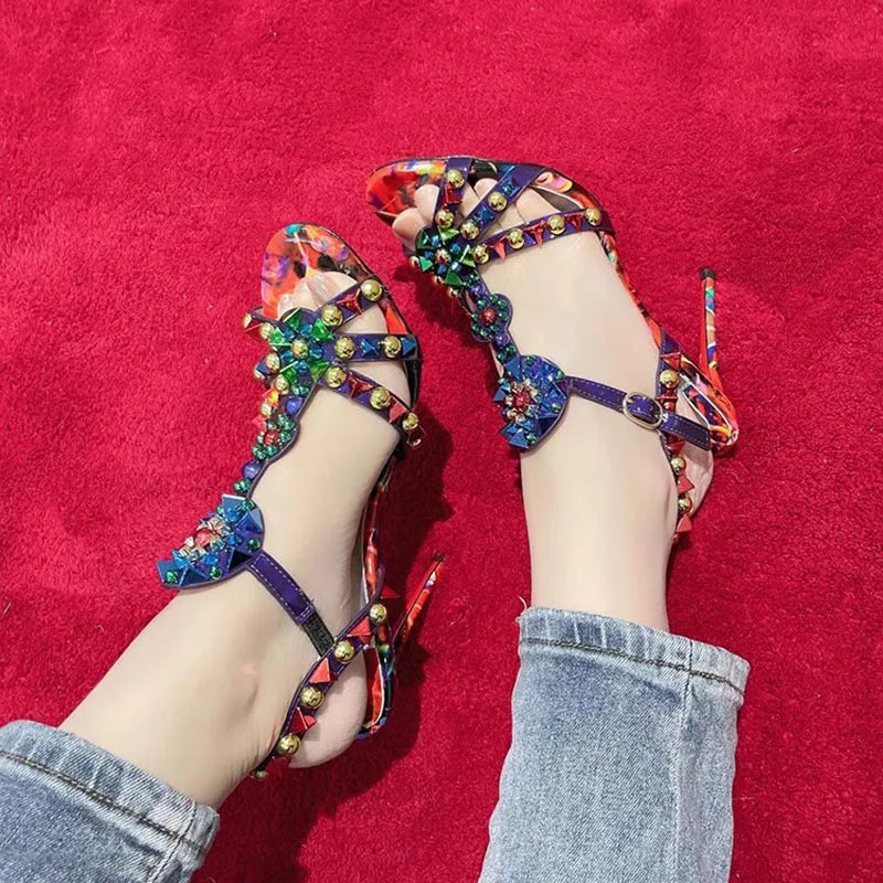 Colorful Rhinestone Sandals Inspired by Christian Louboutin