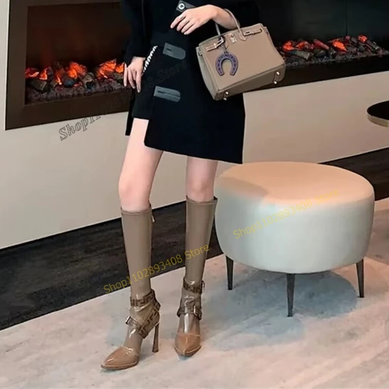 Brown Buckle Boots Inspired By Fendi