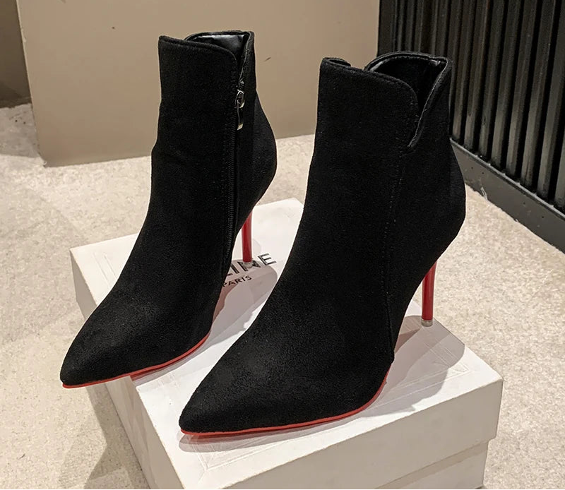 "So Kate" Red Sole Stiletto Ankle Boots Inspired By Christian Louboutin