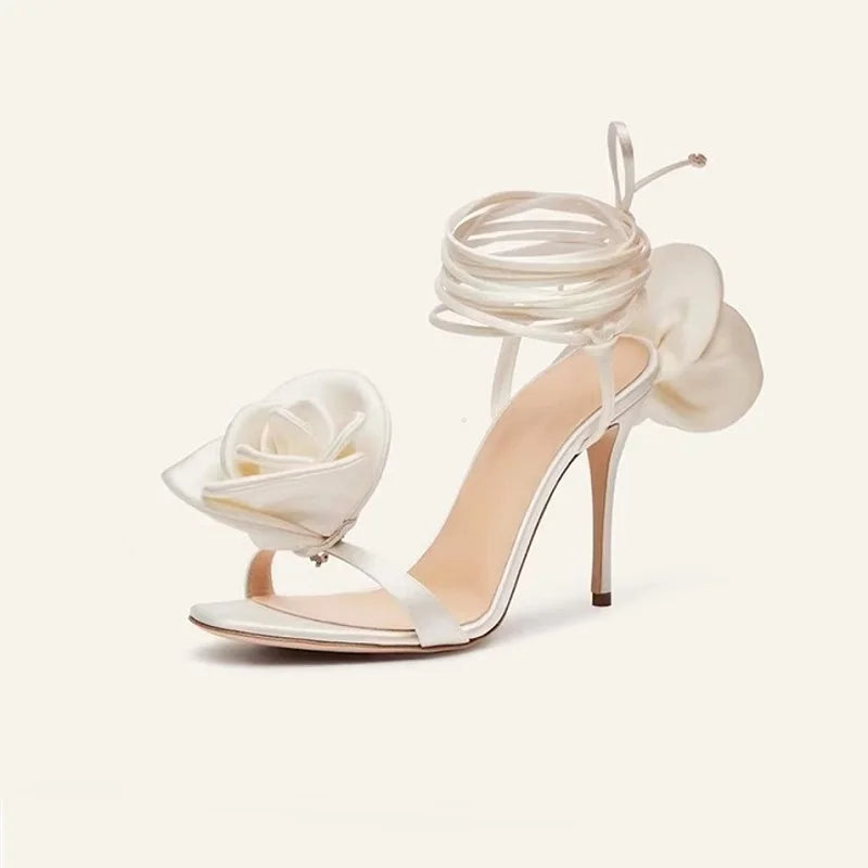 Bridal Rose Lace-up Sandals Inspired by Magda Butrym