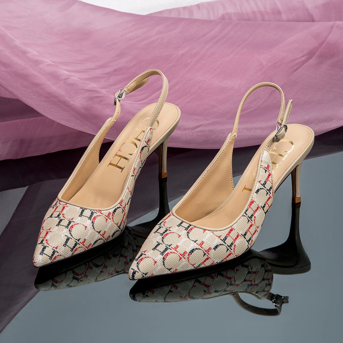 Initials Slingback Kitten Heel Mules