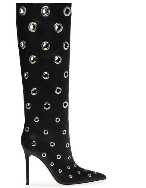 "Lydia" Metal Cut Out Circle High Heel Boots Inspired By Gianvito Rossi