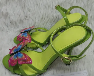 Butterfly Green Sandal Heels Inspired By Dolce & Gabbana
