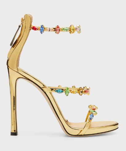 Harmony Jeweled Gold Sandals Inspired by Giuseppe Zanotti