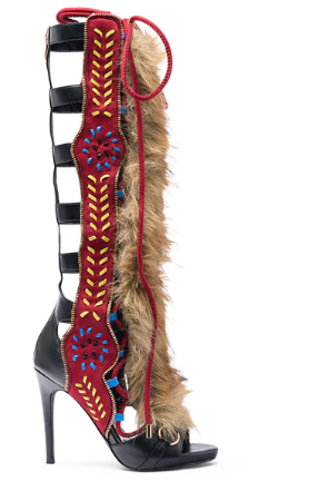 Gladiator Stitch & Fur High Heel Stiletto Sandal Inspired By Azalea Wang