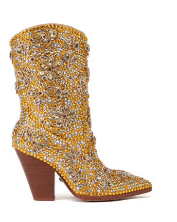 Gold Crystal Western Boots Inspired By Azalea Wang