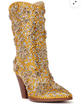 Gold Crystal Western Boots Inspired By Azalea Wang