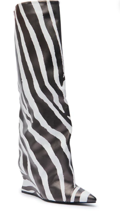 Zebra-Print Knee High Wedge Boots Inspired By Azalea Wang