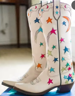 White Pattern Cowboy Boots