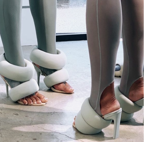 Puff Foam Double Strap High Heel Sandals