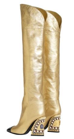 Gold Cowboy Boots Inspired by Chanel