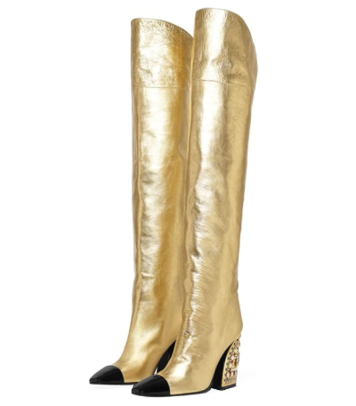 Gold Cowboy Boots Inspired by Chanel