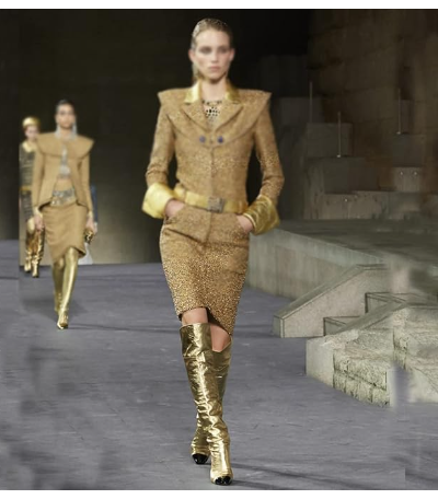 Gold Cowboy Boots Inspired by Chanel