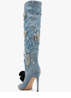 Patchwork Denim Boots Inspired By Dolce & Gabbana