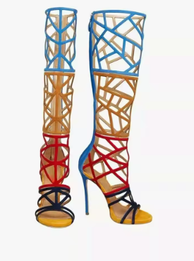 Geometric Cut Out High Heel Gladiator Sandals