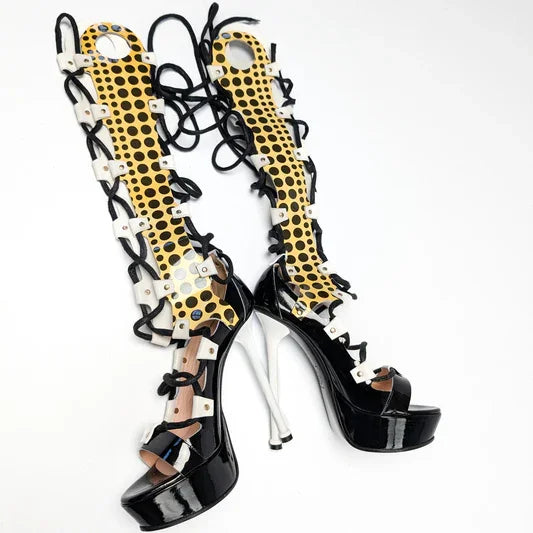 Lace-Up Gladiator High Heel Stiletto Sandals