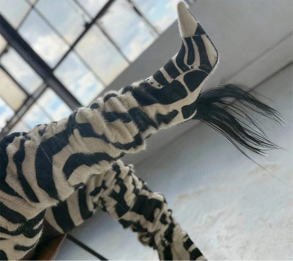 Zebra Print High Heel Stiletto Boots