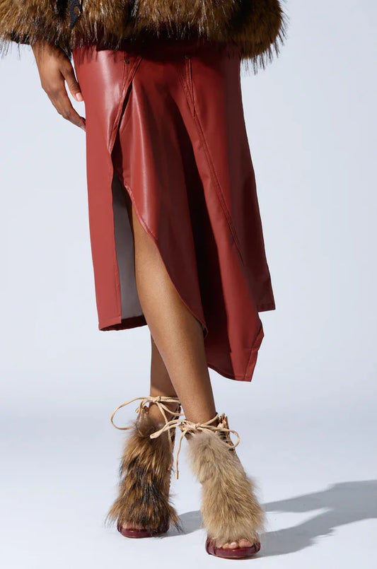 Furry Belt Buckle High Heel Ankle Boot