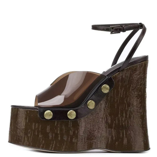 Jelly Platform Wedge Heel Slip On Sandals