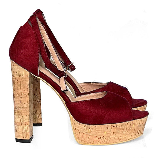 Rustic Block Heel Platform Sandals